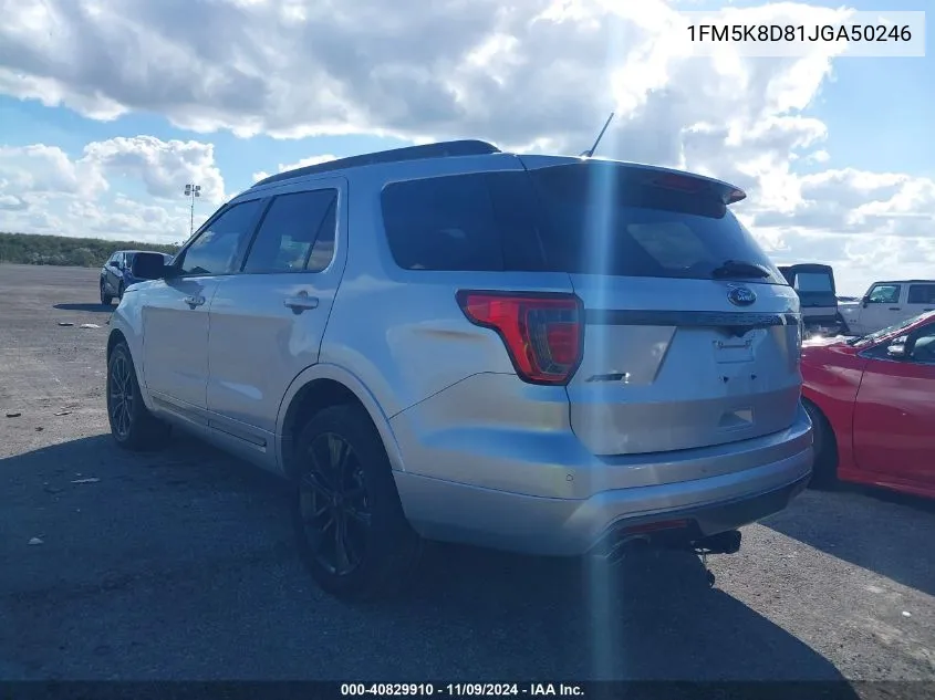 2018 Ford Explorer Xlt VIN: 1FM5K8D81JGA50246 Lot: 40829910