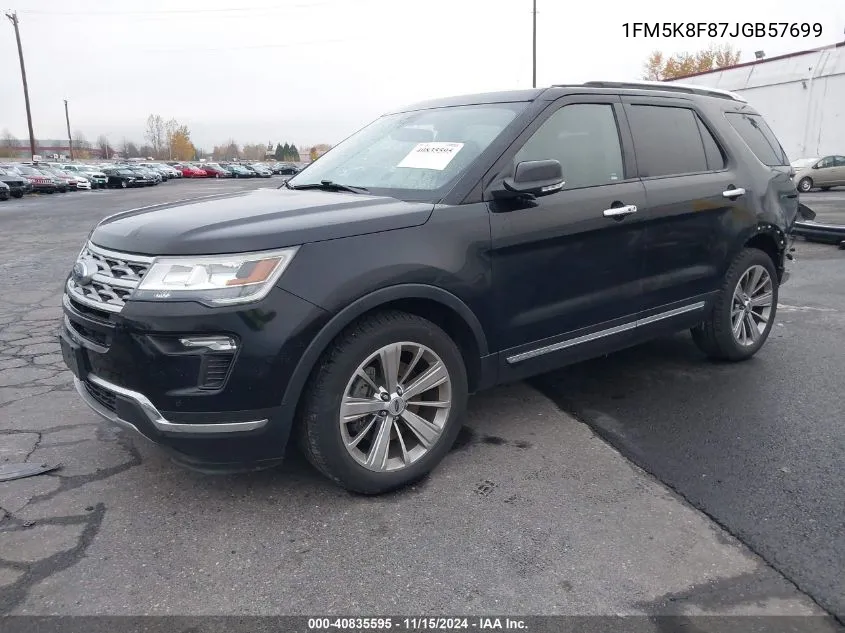 2018 Ford Explorer Limited VIN: 1FM5K8F87JGB57699 Lot: 40835595