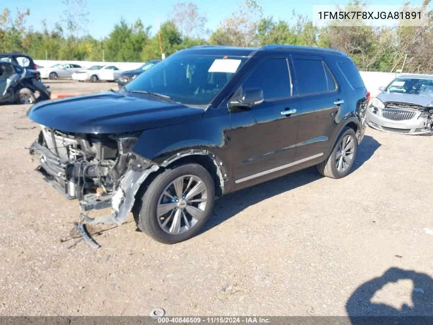 2018 Ford Explorer Limited VIN: 1FM5K7F8XJGA81891 Lot: 40846509