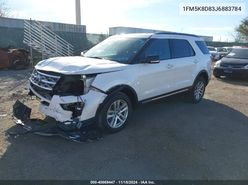 2018 Ford Explorer Xlt VIN: 1FM5K8D83J6883784 Lot: 40869447