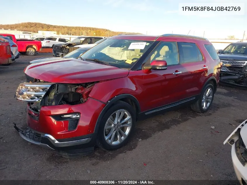 1FM5K8F84JGB42769 2018 Ford Explorer Limited