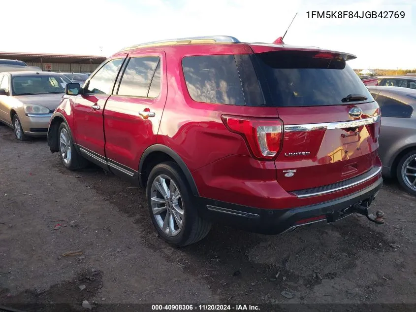 1FM5K8F84JGB42769 2018 Ford Explorer Limited