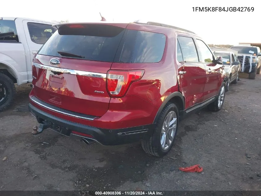 1FM5K8F84JGB42769 2018 Ford Explorer Limited