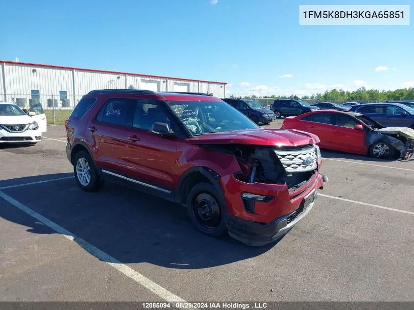 2019 Ford Explorer Xlt VIN: 1FM5K8DH3KGA65851 Lot: 12085094