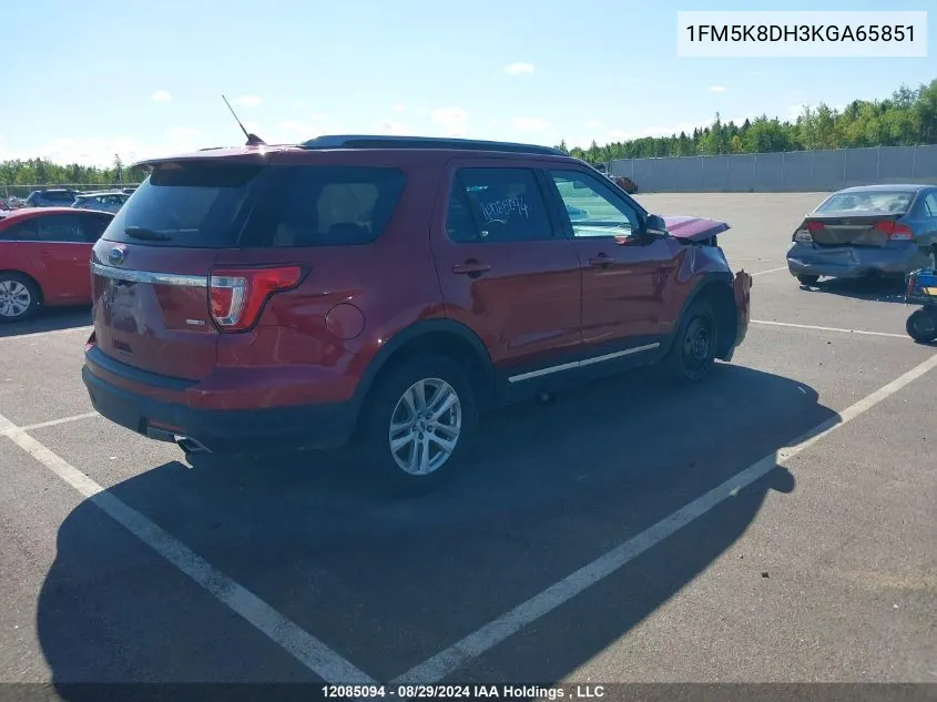 1FM5K8DH3KGA65851 2019 Ford Explorer Xlt