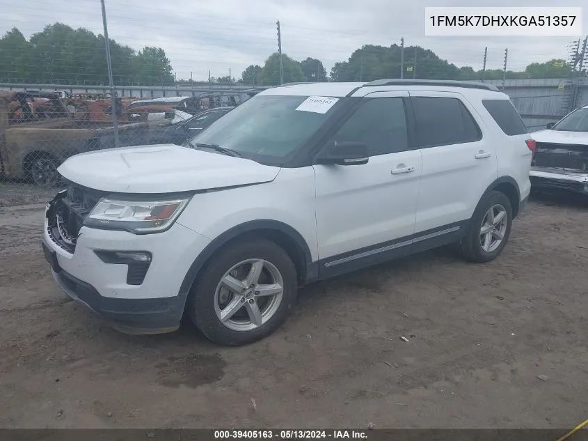 2019 Ford Explorer Xlt VIN: 1FM5K7DHXKGA51357 Lot: 39405163