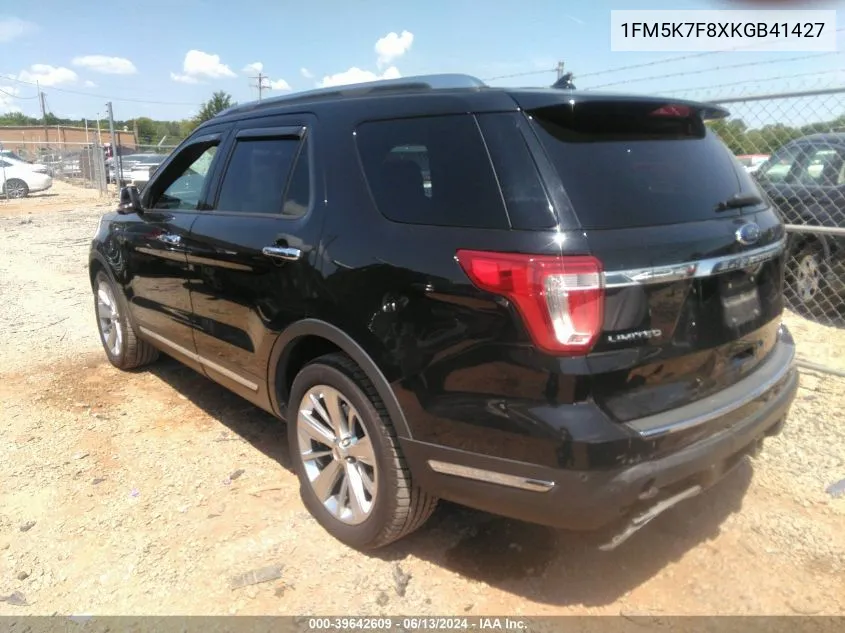 2019 Ford Explorer Limited VIN: 1FM5K7F8XKGB41427 Lot: 39642609