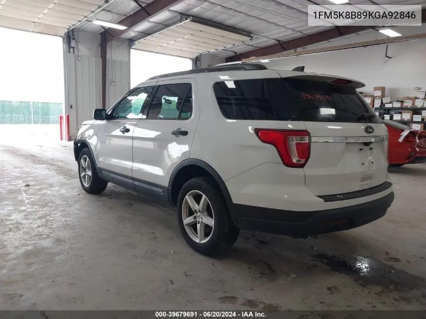 2019 Ford Explorer VIN: 1FM5K8B89KGA92846 Lot: 39679691