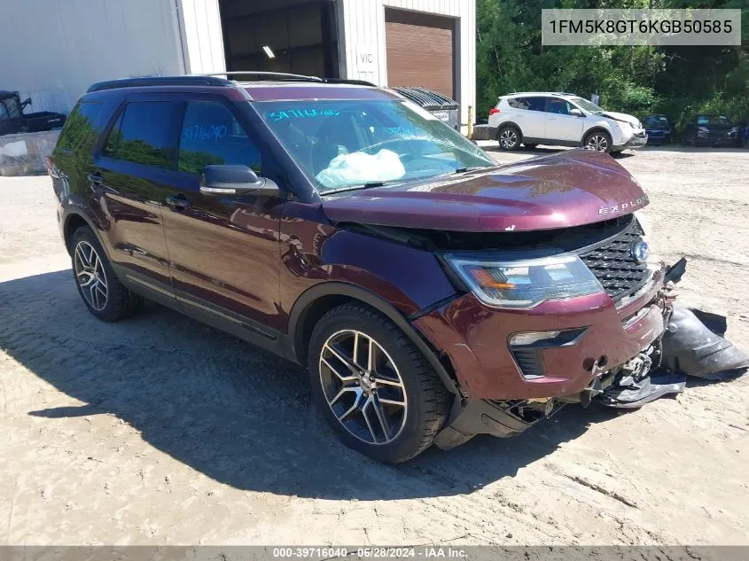 2019 Ford Explorer Sport VIN: 1FM5K8GT6KGB50585 Lot: 39716040