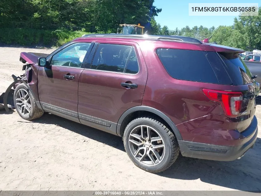 2019 Ford Explorer Sport VIN: 1FM5K8GT6KGB50585 Lot: 39716040