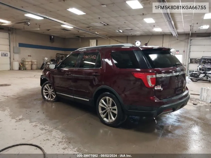 2019 Ford Explorer Xlt VIN: 1FM5K8D81KGA66755 Lot: 39977082