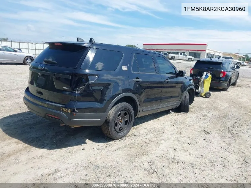 2019 Ford Police Interceptor Utility VIN: 1FM5K8AR2KGA30960 Lot: 39988078