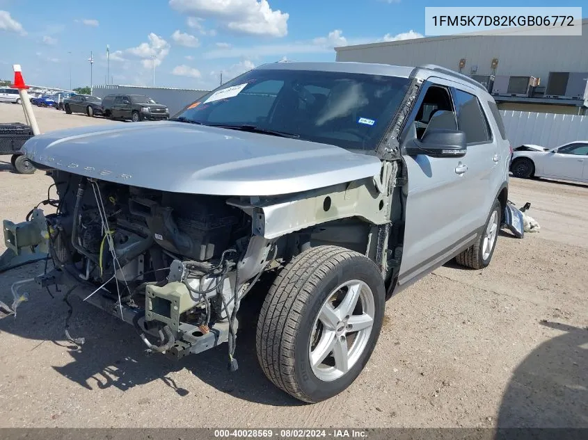 2019 Ford Explorer Xlt VIN: 1FM5K7D82KGB06772 Lot: 40028569