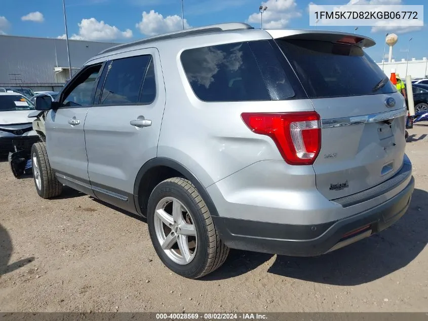 2019 Ford Explorer Xlt VIN: 1FM5K7D82KGB06772 Lot: 40028569