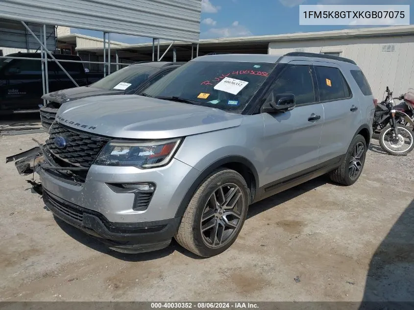 2019 Ford Explorer Sport VIN: 1FM5K8GTXKGB07075 Lot: 40030352