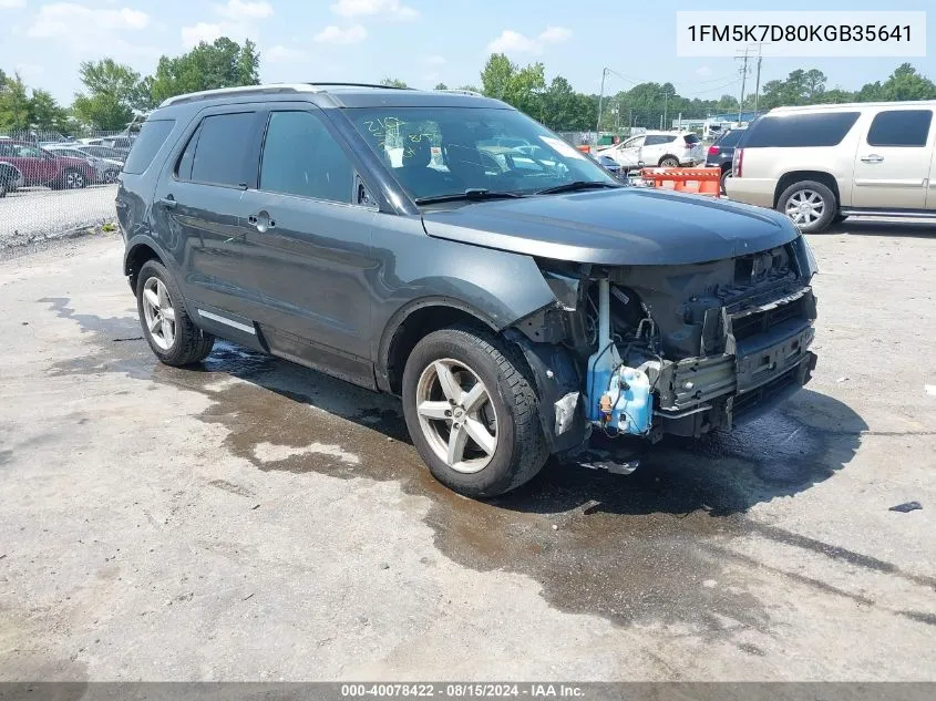 2019 Ford Explorer Xlt VIN: 1FM5K7D80KGB35641 Lot: 40078422