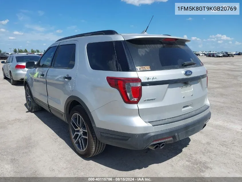 2019 Ford Explorer Sport VIN: 1FM5K8GT9KGB20769 Lot: 40115786