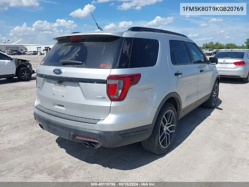 2019 Ford Explorer Sport VIN: 1FM5K8GT9KGB20769 Lot: 40115786