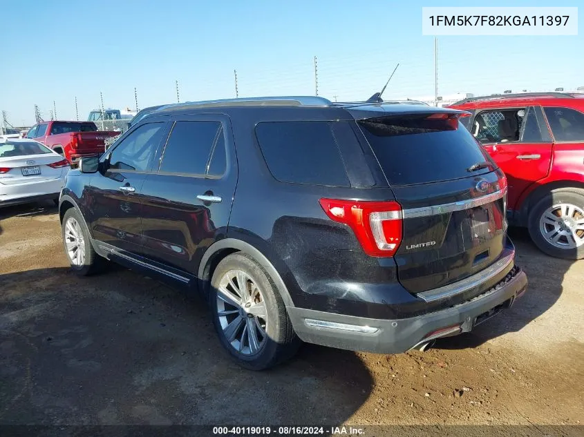 2019 Ford Explorer Limited VIN: 1FM5K7F82KGA11397 Lot: 40119019