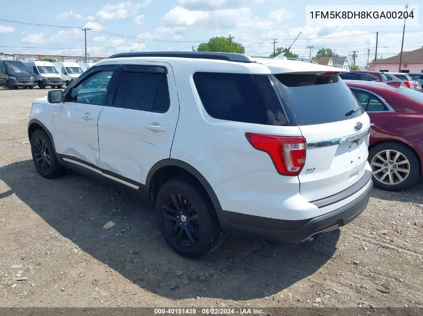 2019 Ford Explorer Xlt VIN: 1FM5K8DH8KGA00204 Lot: 40151439