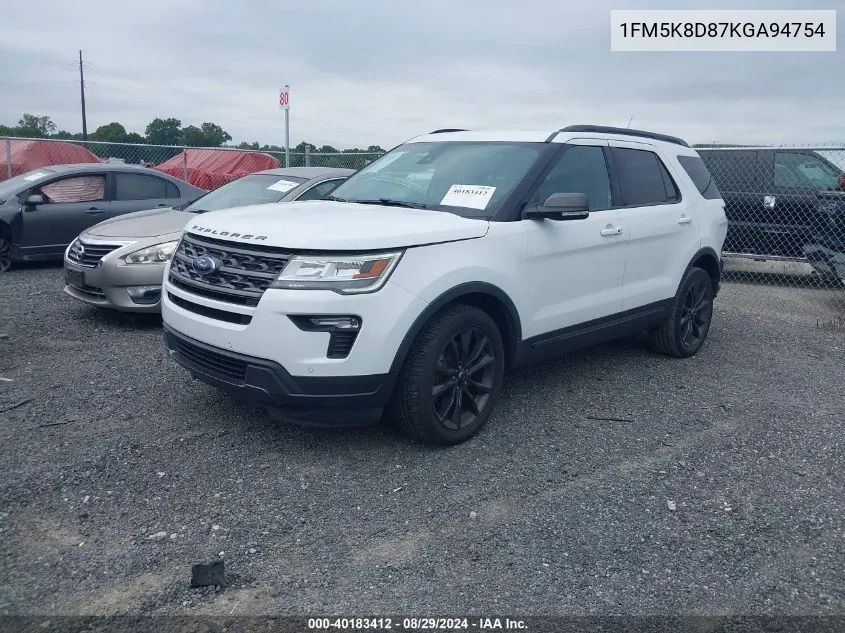 2019 Ford Explorer Xlt VIN: 1FM5K8D87KGA94754 Lot: 40183412