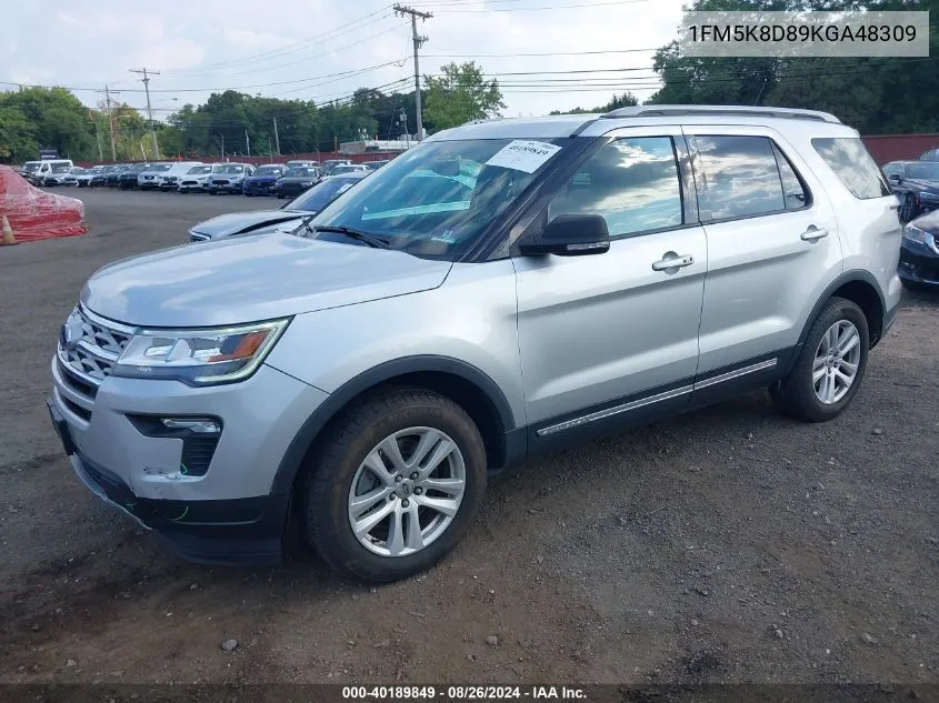 2019 Ford Explorer Xlt VIN: 1FM5K8D89KGA48309 Lot: 40189849