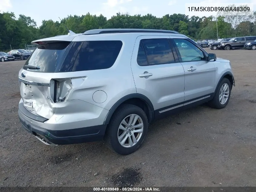 2019 Ford Explorer Xlt VIN: 1FM5K8D89KGA48309 Lot: 40189849