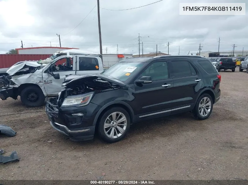 2019 Ford Explorer Limited VIN: 1FM5K7F84KGB11419 Lot: 40190277