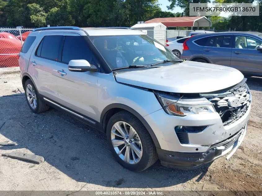 2019 Ford Explorer Limited VIN: 1FM5K7F80KGB13670 Lot: 40233574