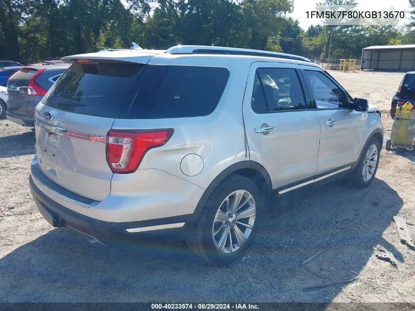 2019 Ford Explorer Limited VIN: 1FM5K7F80KGB13670 Lot: 40233574