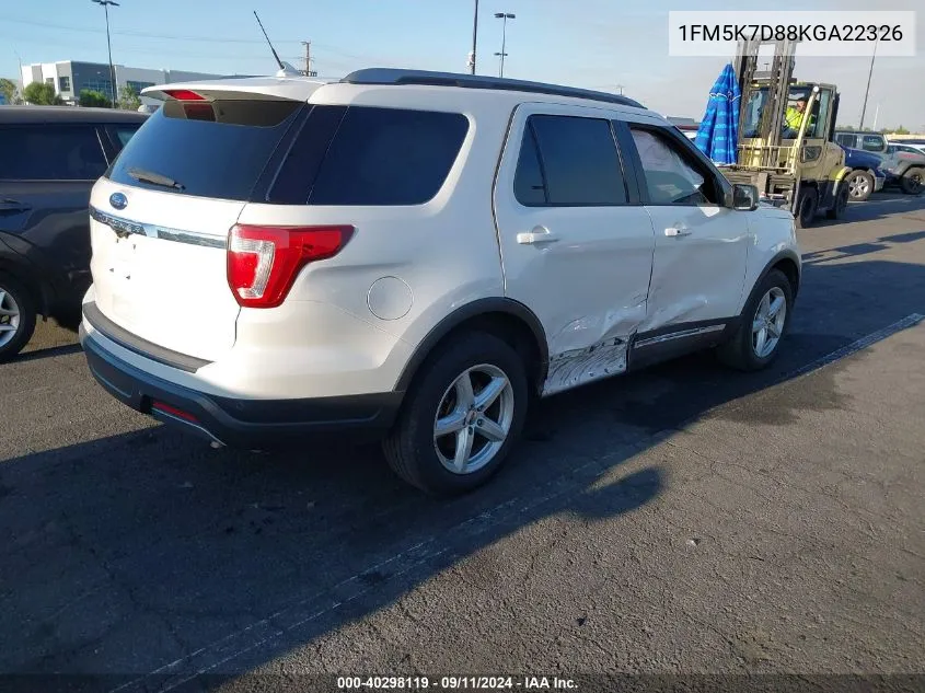 1FM5K7D88KGA22326 2019 Ford Explorer Xlt