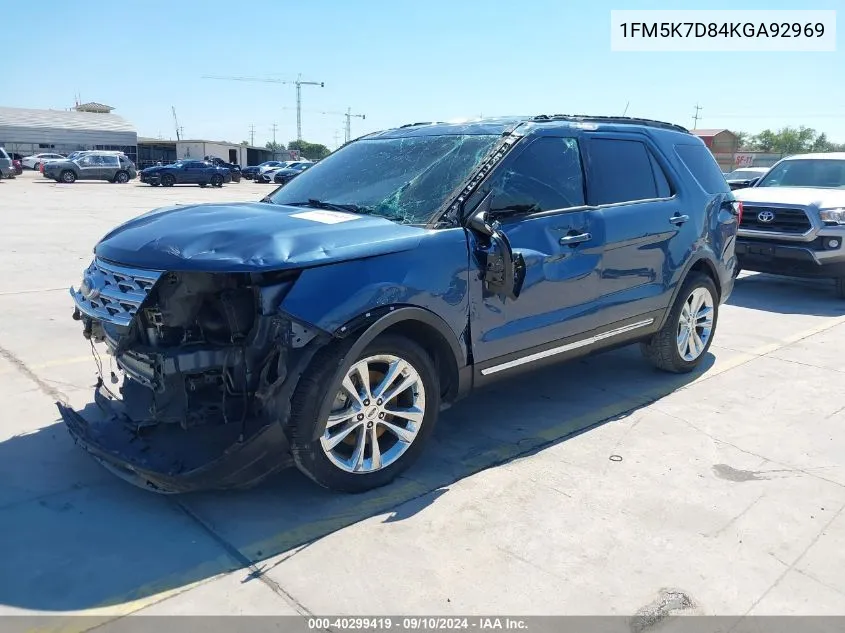 2019 Ford Explorer Xlt VIN: 1FM5K7D84KGA92969 Lot: 40299419