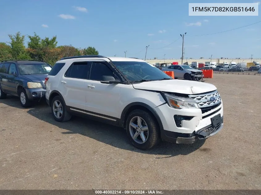 2019 Ford Explorer Xlt VIN: 1FM5K7D82KGB51646 Lot: 40302214