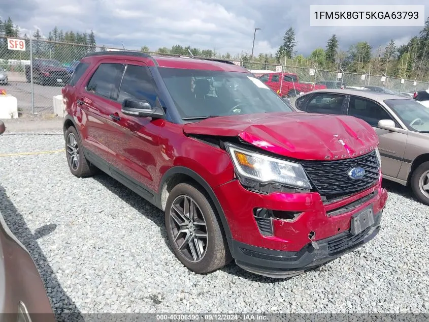 2019 Ford Explorer Sport VIN: 1FM5K8GT5KGA63793 Lot: 40306590