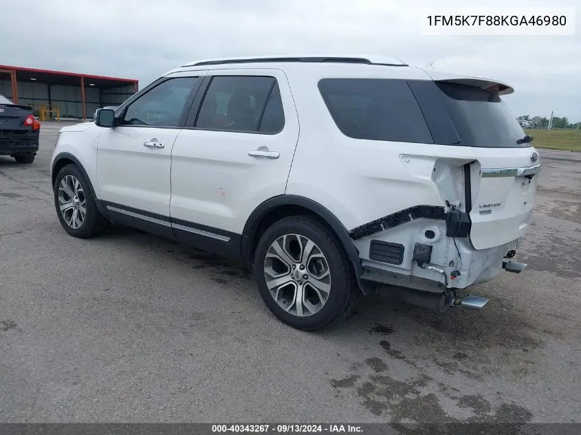 2019 Ford Explorer Limited VIN: 1FM5K7F88KGA46980 Lot: 40343267