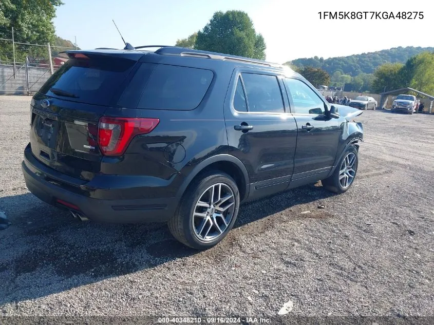 2019 Ford Explorer Sport VIN: 1FM5K8GT7KGA48275 Lot: 40348210