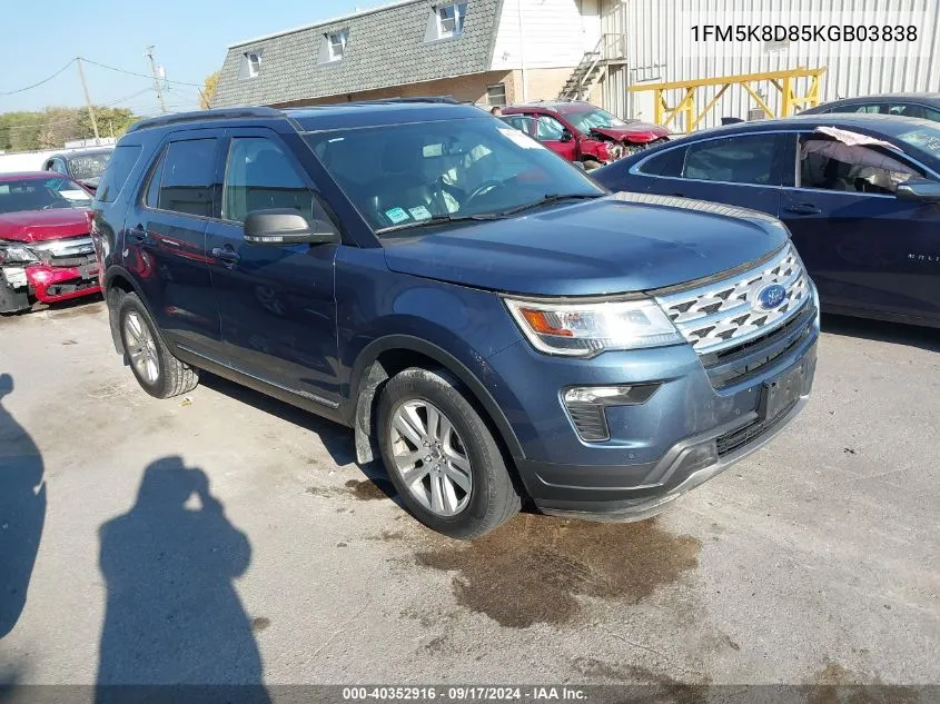 2019 Ford Explorer Xlt VIN: 1FM5K8D85KGB03838 Lot: 40352916