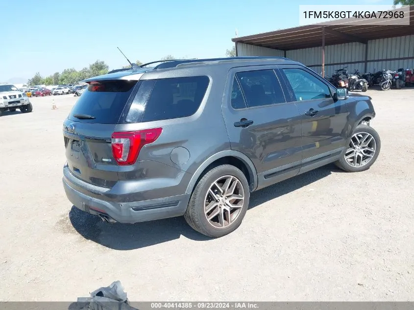 2019 Ford Explorer Sport VIN: 1FM5K8GT4KGA72968 Lot: 40414385