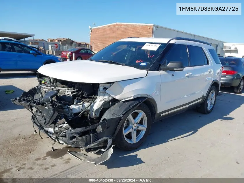 1FM5K7D83KGA27725 2019 Ford Explorer Xlt