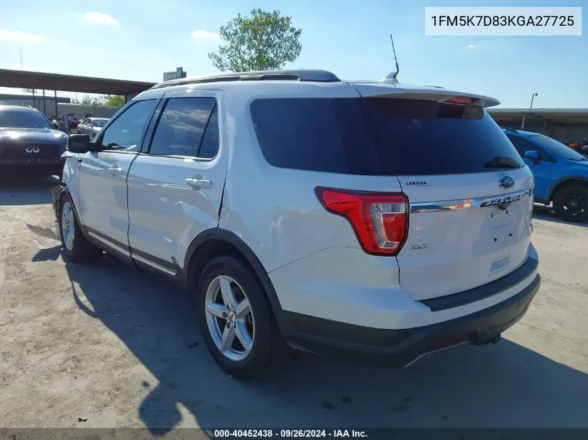 1FM5K7D83KGA27725 2019 Ford Explorer Xlt