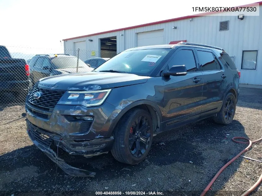 2019 Ford Explorer Sport VIN: 1FM5K8GTXKGA77530 Lot: 40488858