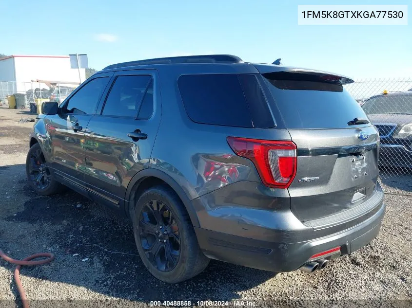 2019 Ford Explorer Sport VIN: 1FM5K8GTXKGA77530 Lot: 40488858