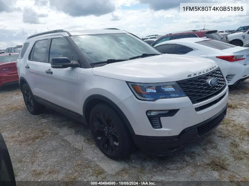 2019 Ford Explorer Sport VIN: 1FM5K8GT4KGB51895 Lot: 40494580