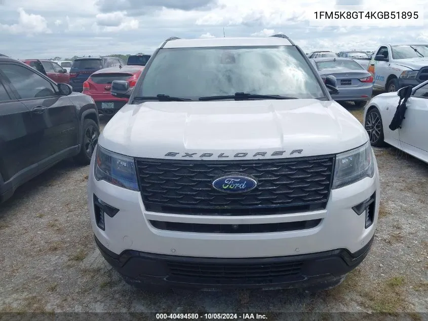 2019 Ford Explorer Sport VIN: 1FM5K8GT4KGB51895 Lot: 40494580