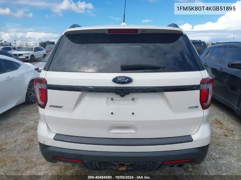 2019 Ford Explorer Sport VIN: 1FM5K8GT4KGB51895 Lot: 40494580