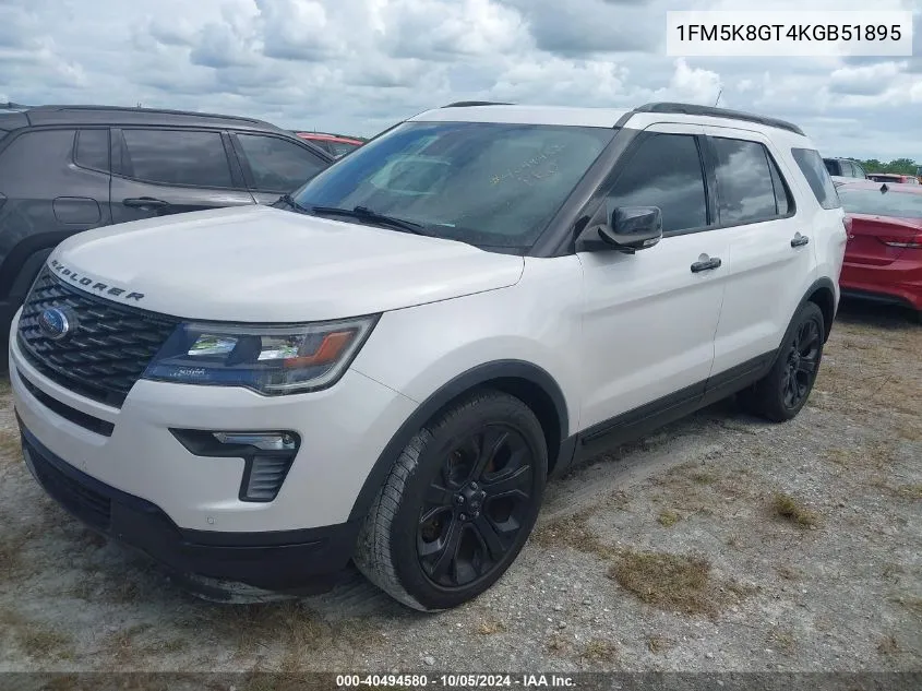 2019 Ford Explorer Sport VIN: 1FM5K8GT4KGB51895 Lot: 40494580