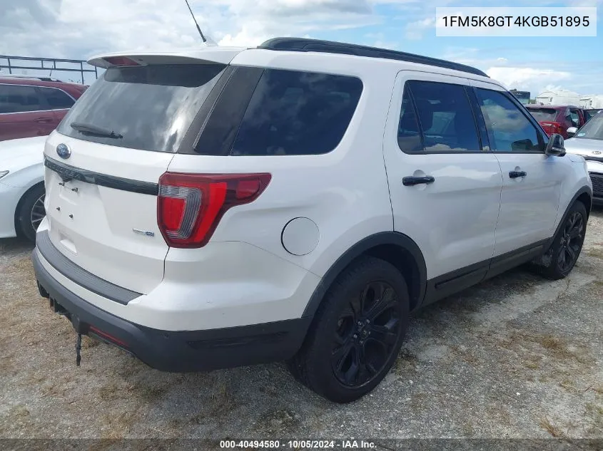 2019 Ford Explorer Sport VIN: 1FM5K8GT4KGB51895 Lot: 40494580