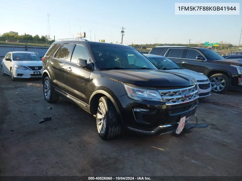 2019 Ford Explorer Limited VIN: 1FM5K7F88KGB41944 Lot: 40526060