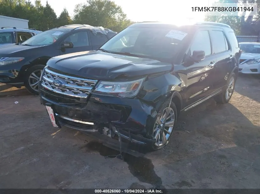 2019 Ford Explorer Limited VIN: 1FM5K7F88KGB41944 Lot: 40526060