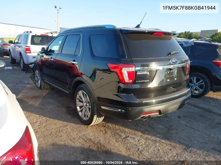 2019 Ford Explorer Limited VIN: 1FM5K7F88KGB41944 Lot: 40526060